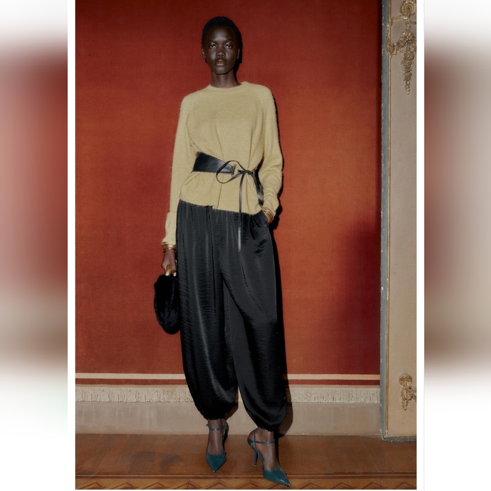 Zara Satin Effect Balloon Pants Black Size L - Picture 3 of 11